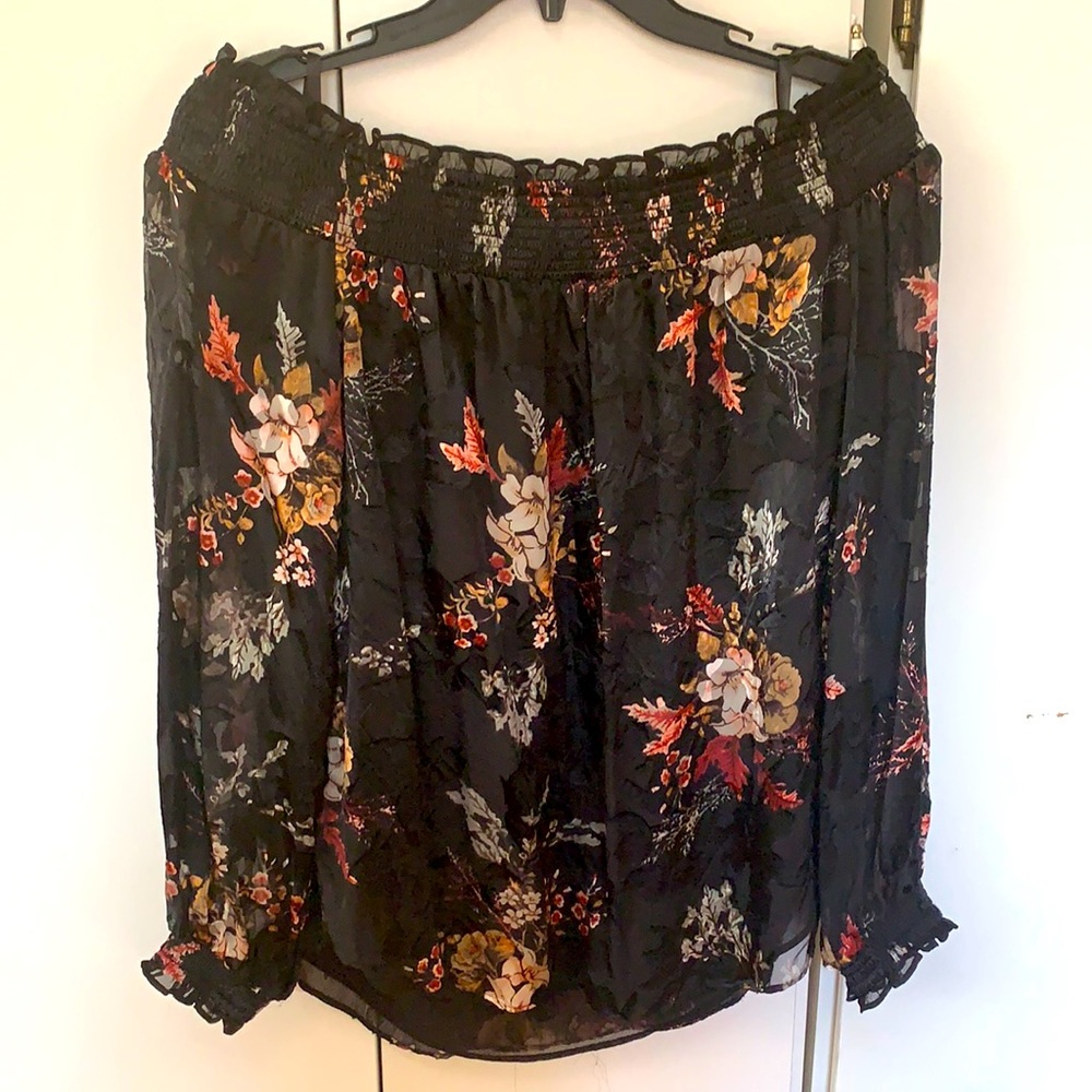 Off the shoulder burnout blouse